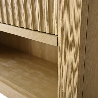 Vanity Art Oak Vanity with Storage Cabinet & Shelves, Free-Standing Vanity with Soft-Closing Doors, Natural Oak, VA91-TC-NO-MB,Matte Black Handles