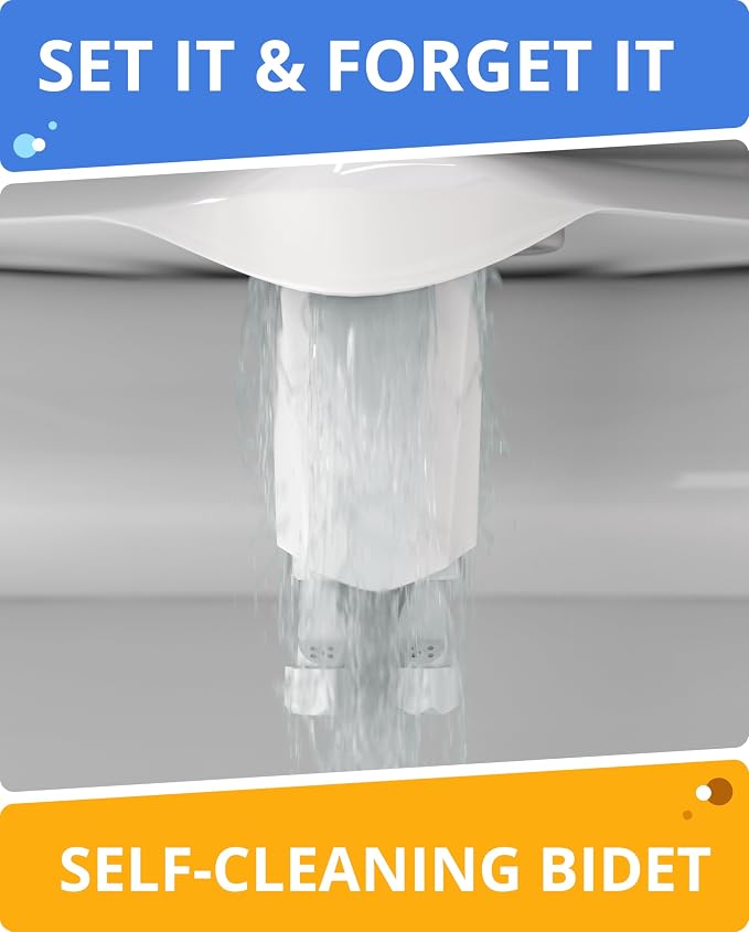 CLEAR REAR Bidet Attachment for Toilet Seat - Non-Electric with Self Cleaning Dual Nozzles, Leak Proof Connectors, Adjustable Water Spray, Rear & Feminine Wash - Hygienic Bathroom Upgrades
