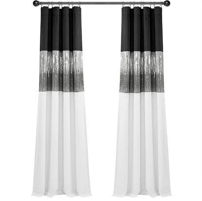 Lush Decor Night Sky 100% Blackout Window Curtain Panel Single 42"W x 84"L, Black & White - Blackout Curtains For Bedroom - Sequin Curtains - Glam Decor