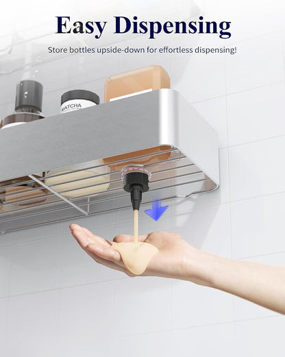 Kitsure Shower Caddy Adhesive, Stylish Shower Organizer, Large, Silver Grey | 2 Pack Shower Shelf for Inside Shower, 100% Rustproof Metal Shelves, No-Drill Bathroom Organizers and Storage