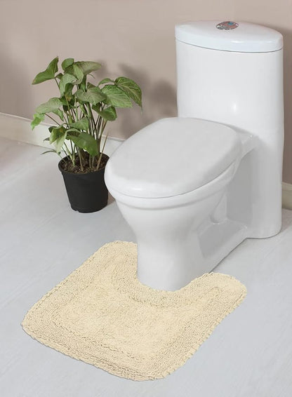 Home Weavers Radiant Collection 100% Cotton Bathroom Rugs Set, Washable Rug, Soft Cotton Extra Soft and Absorbent Bath Rug, Kitchen Mat, Bath Mat Set, Bath Floor Mat Non Slip, 20"x20" Contour, Ivory