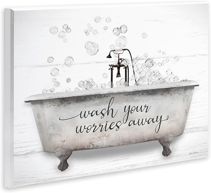Stupell Industries Wash Your Worries Away Tub Bubbles Wall Plaque Art, Design by Lori Deiter, 15 x 10 | Stupell Industries · By Lori Deiter · Ready to hang · Bath and laundry charm · Made in USA