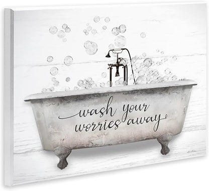 Stupell Industries Wash Your Worries Away Tub Bubbles Wall Plaque Art, Design by Lori Deiter, 15 x 10 | Stupell Industries · By Lori Deiter · Ready to hang · Bath and laundry charm · Made in USA