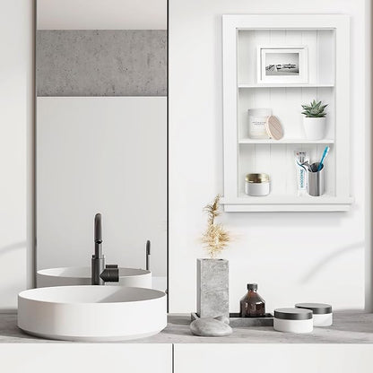 Houseables Recessed Wall Niche, Recessed Medicine Cabinet, Medicine Cabinet Insert, In Wall Shelf, Bathroom Niche, Insert for Drywall, Between Studs Shelf Replacement, Without No Mirror, 14x24 (17x27)