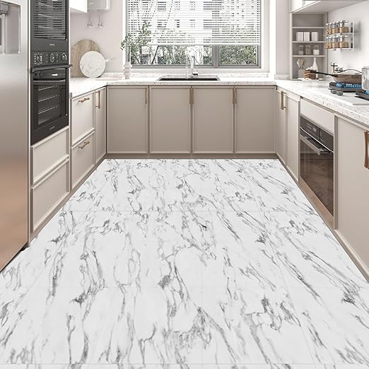 Art3d Peel and Stick Floor Tile, 60-Pack 12 x 12in. Covers 60 Sq.ft, Waterproof Vinyl Flooring Tiles Self Adhesive for Kitchen, Bathroom & Bedroom - Gray Marble