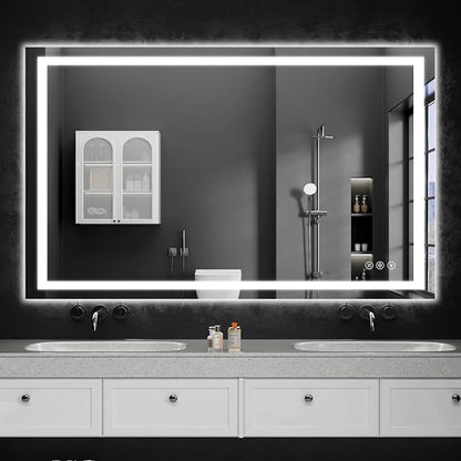 LED Bathroom Mirrors 40"x48" Bathroom Mirror with Lights for Wall, Backlit + Front Lit, 3 Colors, Anti-Fog, Dimmable Brightness for Vanity,Bathroom, Entryway, Living Room