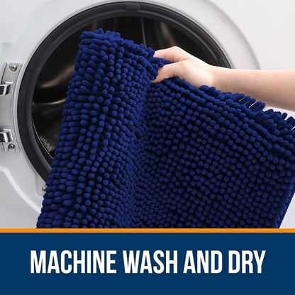 OLANLY Large Bathroom Rugs 59x35, Extra Soft Absorbent Chenille Bath Rugs | Navy, Quick-Drying Rubber Backing, Machine Washable Bath Mat for Bathroom Floor, Tub and Shower, Home Decor Accessories