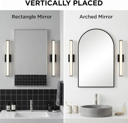 URSOLA 24" Modern LED Bathroom Light Fixtures, Matte Black 3CCT Dimmable Bathroom Vanity Light Over Mirror, Bathroom Vanity Bath Bar Lights with Double Layer Acrylic Shade