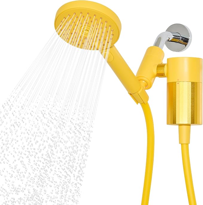 sproos! - Handheld Showerhead, High Performance Filtration, Yellow | Healthier Hair and Skin - DIY Installation - Renter Friendly - 3 Spray Functions - 70 Inch Hose - High Pressure Performance