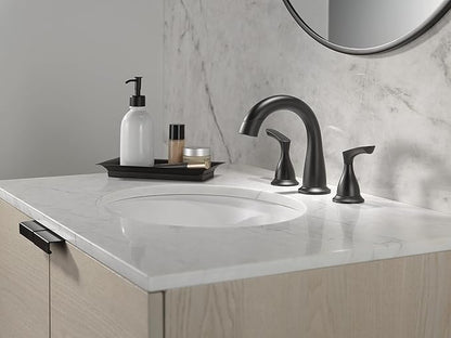 Delta Broadmoor Matte Black Bathroom Faucet with Sprayer, 8 Inch 3 Hole Widespread Bathroom Sink Faucet with Pull Out Sprayer, Push-Pop Drain, Matte Black 35765LF-BLPD