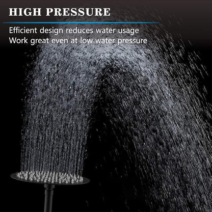 Voolan High Pressure Rain Shower Head - Rainfall Shower head Made of All Metal Stainless Steel - Comfortable Shower Experience Even at Low Water Flow (8 Inch, Black)