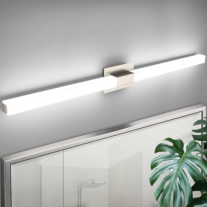 48 Inch Brushed Nickel Bathroom Vanity Light Fixtures Extra Long 28W Modern Vanity Light Bar IP44 for Large Mirror