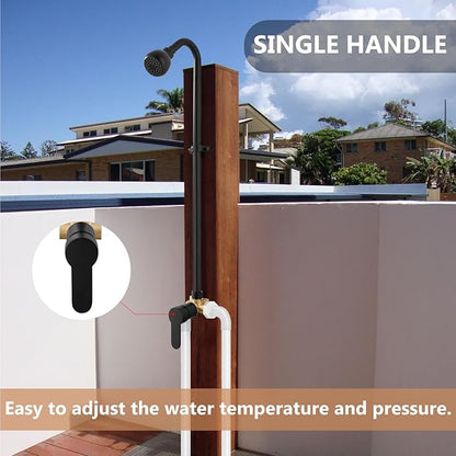 Outdoor Shower Kit,Outside Shower with Single Handle,Matte Black | Hot and Cold Outdoor Shower Fixtures,Stainless Steel,with Rotatable Shower Head,Easy Installation