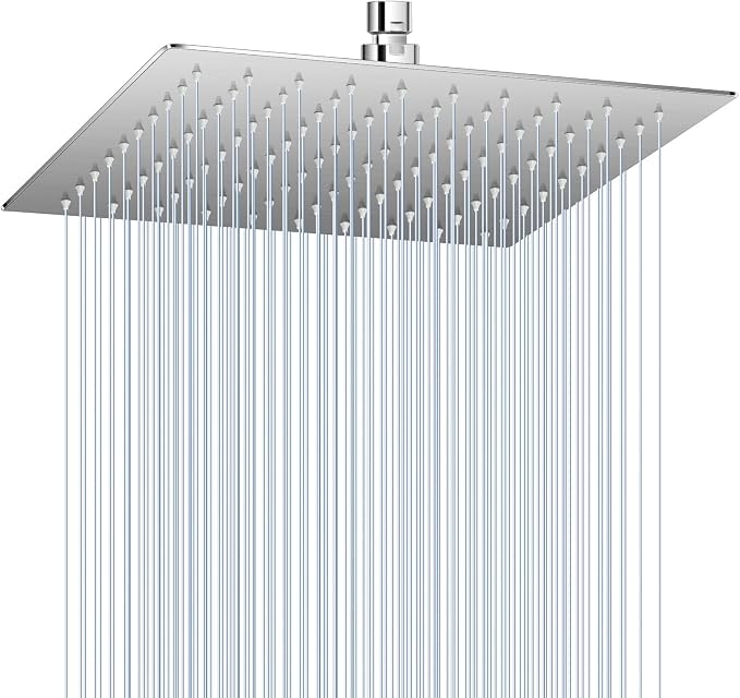 10 Inch Rain Shower Head Brushed Nickel - All Metal Stainless Steel 304, Ultra Thin Design, Modern Bathroom Square Rainfall Showerheads - Full Body Coverage Bath Shower