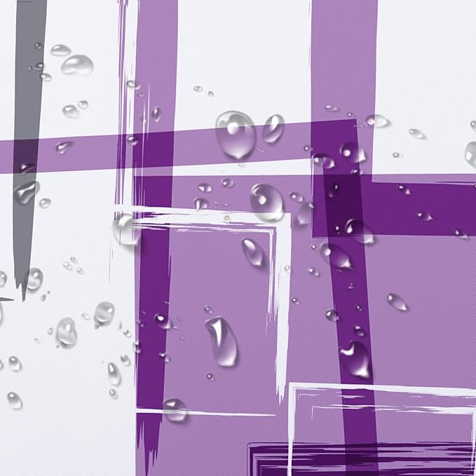 Purple Geometric Modern Shower Curtain for Bathroom,Grey Black and White Abstract Striped Shower Curtain with Hooks Mid Century Minimalist Bathroom Shower Curtain Set,72L X 72W inches