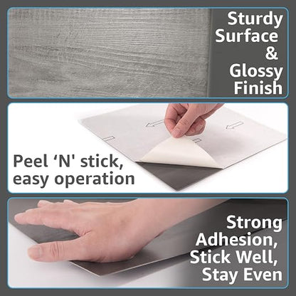 Art3d 30-Pack Peel and Stick Vinyl Floor Planks, 12 x 12 in, Taupe Ash | Premium Vinyl, Self-Adhesive, Waterproof, Wood Grain, Fade-Resistant, Scratch-Proof, Ideal for Kitchen, Dining Room, Bedrooms