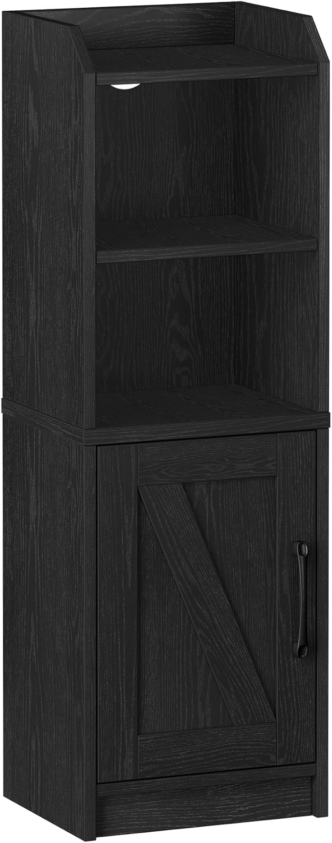 Bathroom Storage Cabinet, Small Farmhouse Corner Floor Cabinet with Door and Shelves, Narrow Toilet Paper Holder Stand, Bathroom Organizer with Adjustable Shelf, for Small Spaces, Black