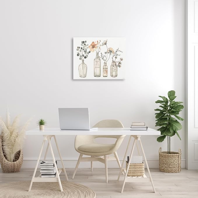 Stupell Industries Antique Floral Bouquets Flowers Glass Jar Painting, Canvas, 24 x 30 | Stupell Industries · By Lisa Audit · Ready to hang · Cottage and shabby chic charm · Made in USA