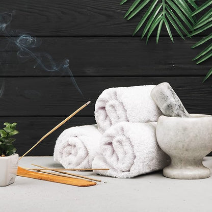 Towel and Linen Mart 100% Cotton - Wash Cloth Set - Flannel Face Cloths, Highly Absorbent and Soft Feel Fingertip Towels (White, Pack of 12)