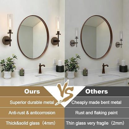 MOKATNG Wall Sconces Set of Two, Oil-Rubbed Bronze Bathroom Sconces with Clear Glass, Hardwired Sconces Wall Decor Set of 2, Modern Wall Light Fixtures for Bathroom Mirror Living Room Bedroom Hallway