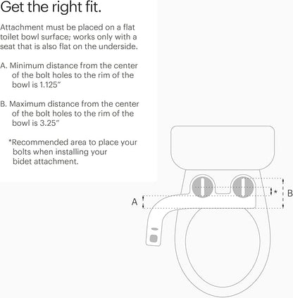Brondell FSP-150 FreshSpa Thinline Precision Essential Bidet Attachment for Toilet Seats with Adjustable Water Pressure, Side Arm Control, Thin Profile, White (Single Nozzle)
