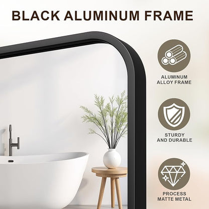 FICTOR Bathroom Mirror for Over Sink, 20"x30" Vanity Mirror for Wall, Black | Shatterproof Tempered Glass, Anti-Rust Frame, Vertical/Horizontal Mounting, Wall Mirror for Bedroom, Living Room, Entryway