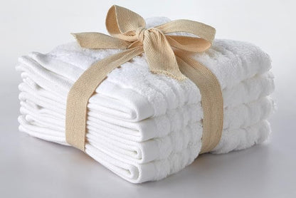 SKL Home CloudSoft Washcloth Set, 4-Piece, 100% Cotton Luxury, White | Premium spa-level quality. 520 GSM weight. Ultra plush & absorbent.