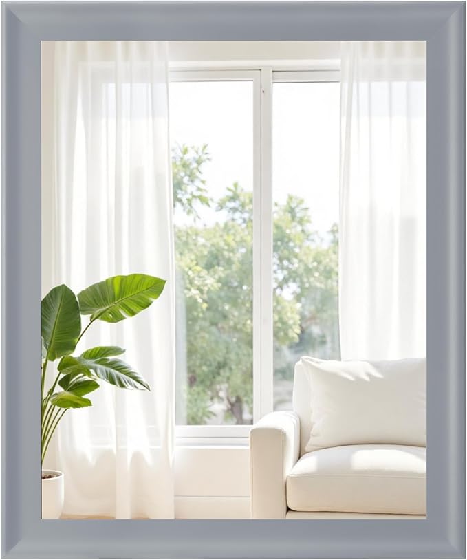 30x36 Inch Rectangular Wall Mirror, Grey Bathroom Vanity Mirrors | Grey Mirror, Tempered Glass, Wall Decor