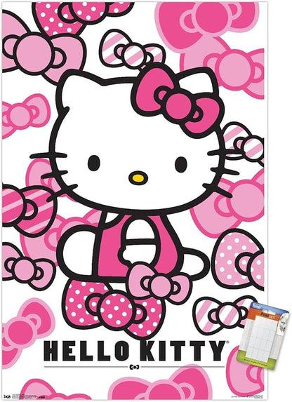 Trends International Hello Kitty - Bows Wall Poster, 22.375" x 34", Premium Poster & Mount Bundle