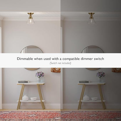 Design House Augustin Ceiling Light, 1-Light, Semi-Flush, Seeded Glass Glow, Dimmable, E26 Socket, Durable Metal Frame, Satin Gold, 7.9 in L x x 7.9 in W x 9.1 in H, 589069-SG