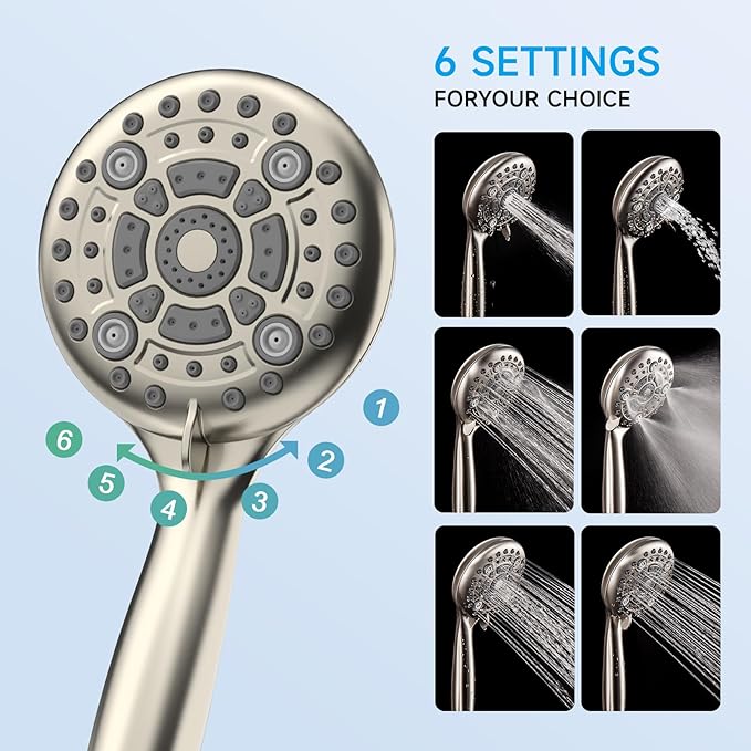 EMBATHER Shower Faucet Sets - Overhead Rain Head Shower System with High Pressure Handheld Complete Combo and Mixer Valve Trim Kit - Brushed Nickel Rainfall Shower Fixture for Luxury Bathroom