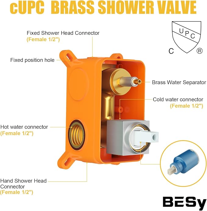 12 Inch Rainfall Shower System Rain Shower Head Combo Shower Faucet Fixture | Shower Head and Handle Set Wall Mounted Shower Mixer Kit Valve Nickel