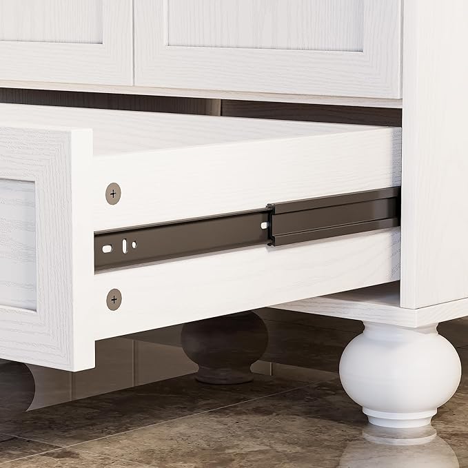 LIKIMIO 24" Bathroom Vanity with Ceramic Sink, 2 Doors 1 Drawer, Solid Wood Legs, Quick Assembly, Small Bathroom Storage, White Freestanding Bathroom Cabinet