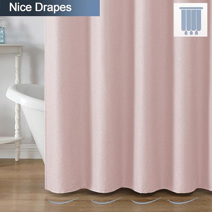 Pink Shower Curtain for Bathroom 96 Inches Extra Long, Elegant 3D Embossed Textured Fabric Shower Curtains, Water Repellent, Machine Washable, Hotel Style, 72" W x 96" L, Pink