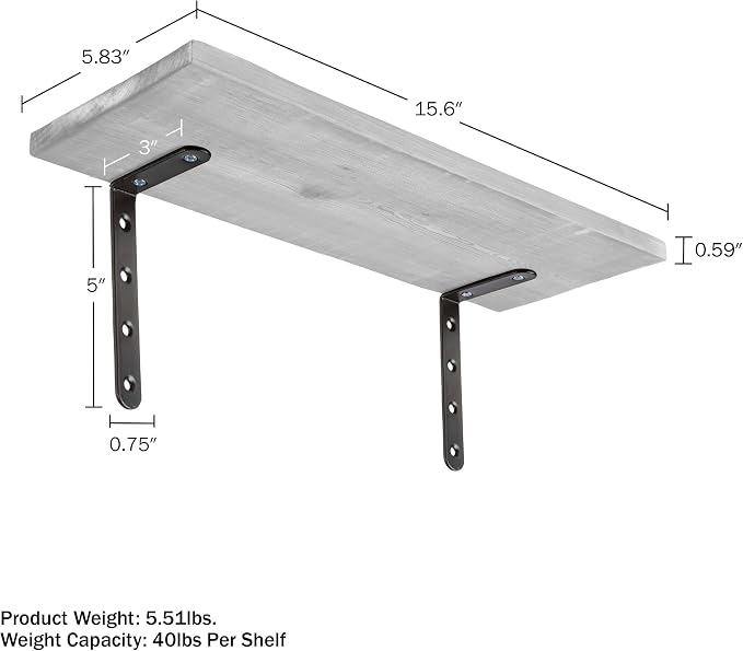 Lavish Home Floating Shelves - Set of 6 Shelves for Living Room, Kitchen, Bedroom, or Bathroom Decor - Wood Floating Shelves for Wall - Farmhouse Wall Décor (White)