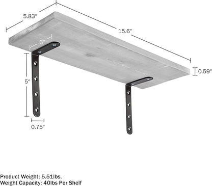 Lavish Home Floating Shelves - Set of 6 Shelves for Living Room, Kitchen, Bedroom, or Bathroom Decor - Wood Floating Shelves for Wall - Farmhouse Wall Décor (White)