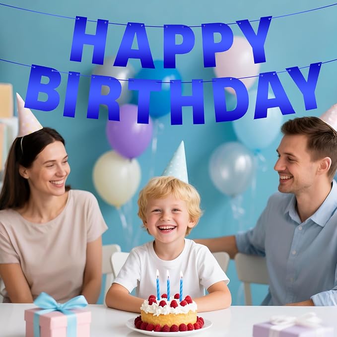 DIY Banner Kit with Letters Bright Blue Customizable Birthday Banners Graduation Banner Custom Party Hanging Banners for Graduation Wedding Party Baby Shower Decoration (Bright Blue)