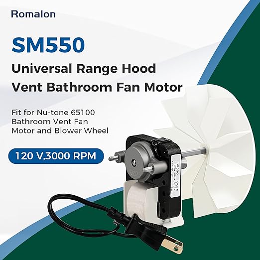Wuzeautk Universal SM550 Bathroom Exhaust Vent Fan Motor Replacement Electric Motor Kit Fit for Nu-Tone B-roan |120V|3000 RPM|50 CFM| Replaces C65878, VFM100, C01575, 65100, EM550, EM750