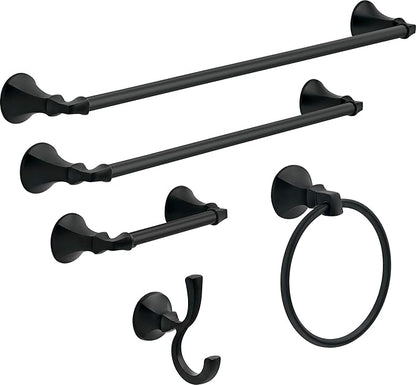 DELTA FAUCET Rubber Limited 76424-BL Ashlyn 24-in Wall Mount Towel Bar Bath Hardware Accessory in Matte Black