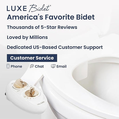 LUXE Bidet NEO 185 - Bidet Attachment for Toilet Seat, Gold | Non-Electric, Dual Nozzle, Self-Cleaning, Adjustable Water Pressure, Rear & Feminine Wash