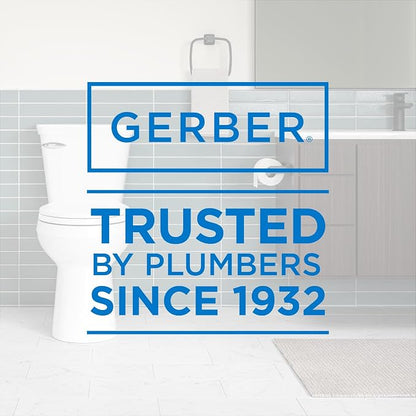 Gerber Viper Force Elongated Two-Piece Toilet, Soft-Close Seat, White | Strong flush clears the bowl every time | Seat lifts off in seconds for easy cleaning | Tool-free install kit included