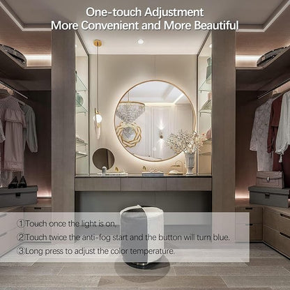 Niccy Round LED Bathroom Mirrors, Gold Framed Backlit Vanity Mirror, 30" | LED Smart Circle Mirror with 3 Color Lighting, Anti-Fog Lighted, IP65 Waterproof, Wall Mounted Bathroom Vanity