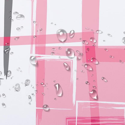 Pink and White Geometric Modern Shower Curtain for Bathroom Decor,Black and Grey Abstract Striped Shower Curtain with Hooks Mid Century Minimalist Bathroom Shower Curtain Set,78L X 72W inches