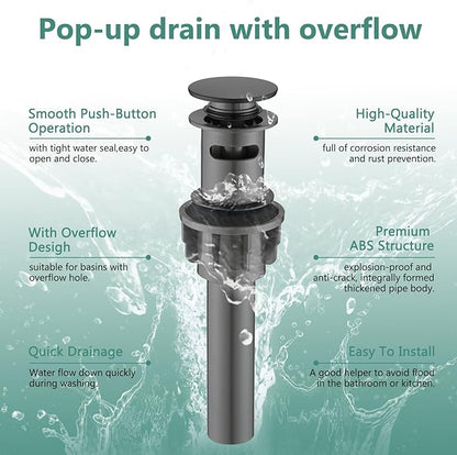 Bathroom Sink Faucet with Pull Out Sprayer, Single Handle Modern Bathroom Basin Faucet with Pop-up Sink Drain Stopper & Deck Plate 1 or 4-inch Centerset 3 Hole, Matte Black
