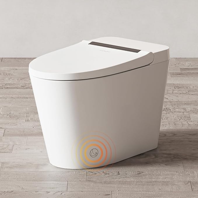 Smart Toilet Lite without Bidet, One Piece Elongated Modern Toilet with Heated Seat, Pump-Assisted Auto Flush, Foot Sensor Operation, Night Light, Built-in Water Tank, Blackout Flush