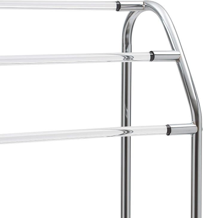 Organize It All 3 Bar Bathroom Towel Drying Rack & Holder with Shelf , Chrome, 62443W-1