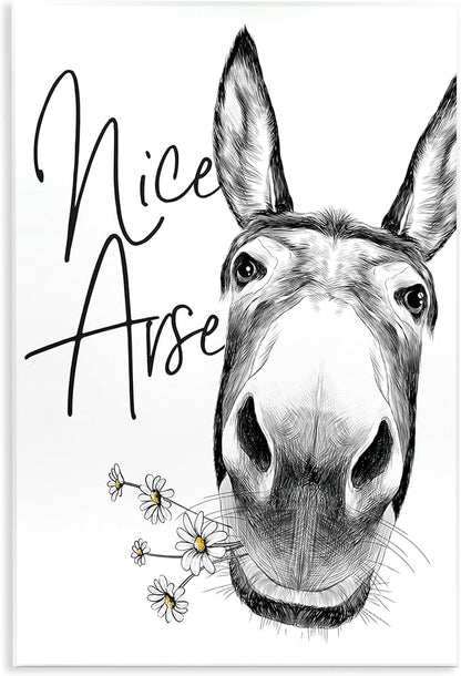 Stupell Industries 'Nice Arse Donkey Pun', Wall Plaque Art, 10 x 15 Inches, Easy to Hang and Sturdy, Made in USA, by Lettered and Lined | Stupell Industries | 10 x 15 Inches, Easy to Hang and Sturdy, Made in USA, by Lettered and Lined