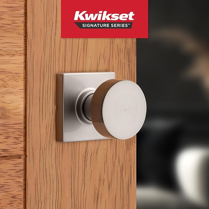 Kwikset Pismo Interior Passage Door Knob, Handle for Closet and Hallway Doors, Non-Locking Doorknob in Satin Nickel, with Microban Protection (Pack of 10)