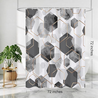 Litabel Grey Shower Curtain for Bathroom, Geometric Bathroom Decor 72x72 | Grey Modern Minimalist Shower Curtains, Geometric Art Print Abstract Waterproof Bathroom Curtain