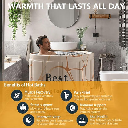 Portable Bathtub for Adult, Foldable Soaking Bathtub for Hot SPA&Ice Bath, Foldable Small Bathtub collapsible bathtub for Bathing, 6-layer Insulated portable tub,Space-Saving(Fantasy 31.5X26.6IN)